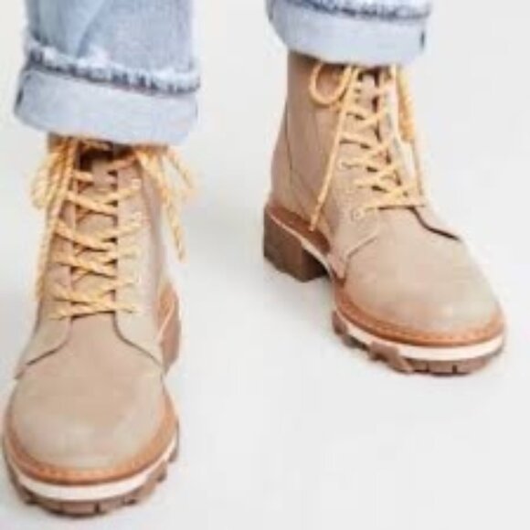 rag & bone $ 595 Shiloh Leather Suede Combat Boots Light Sand Women’s 7 EU 37 - Picture 12 of 13